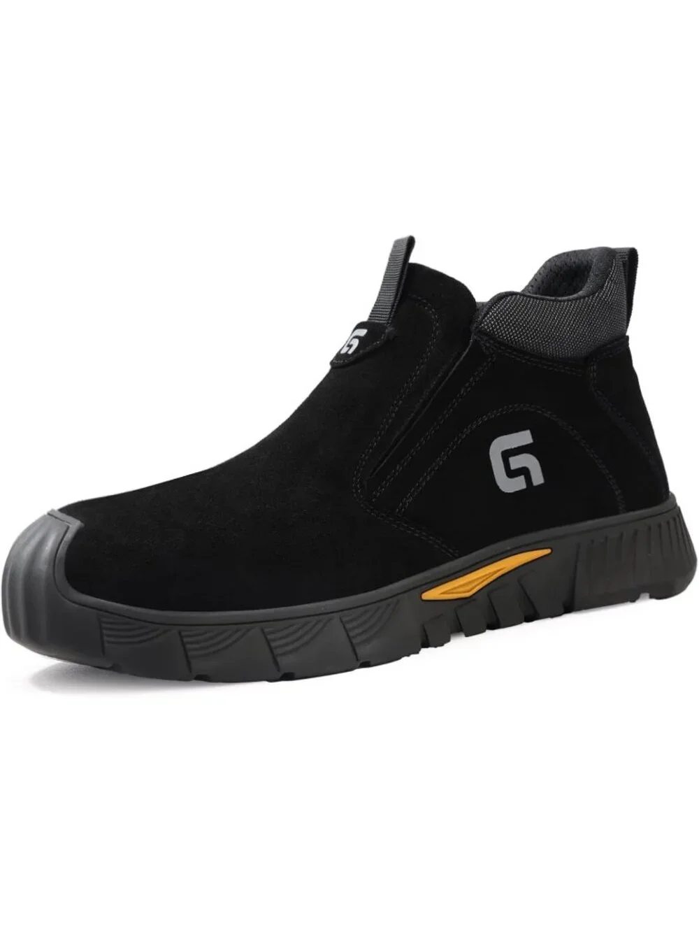 Men's Black Fireproof Shoes Casual Slip On Steel Toe Mid Top Jobsite Work Boots